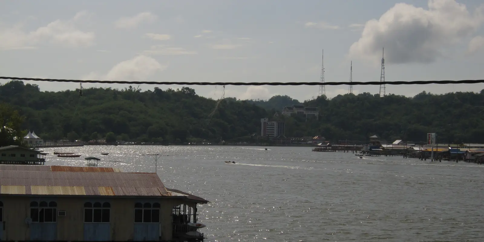 Coverage conditions change between the capital and river routes A view across the Brunei River