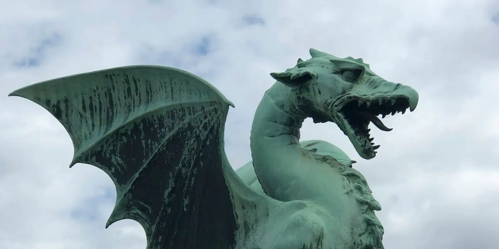 Dragon statue on Ljubljana's Dragon Bridge, Slovenia
