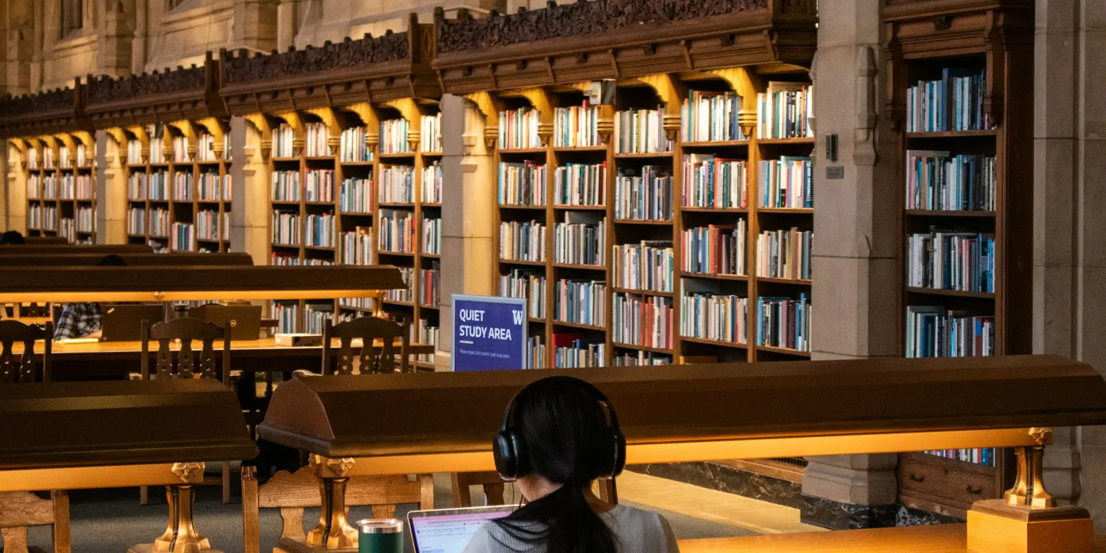 Most exchange students cover the bulk of their data needs on campus Wi-Fi, with the eSIM filling the gaps Student studying with a laptop and phone in a university library