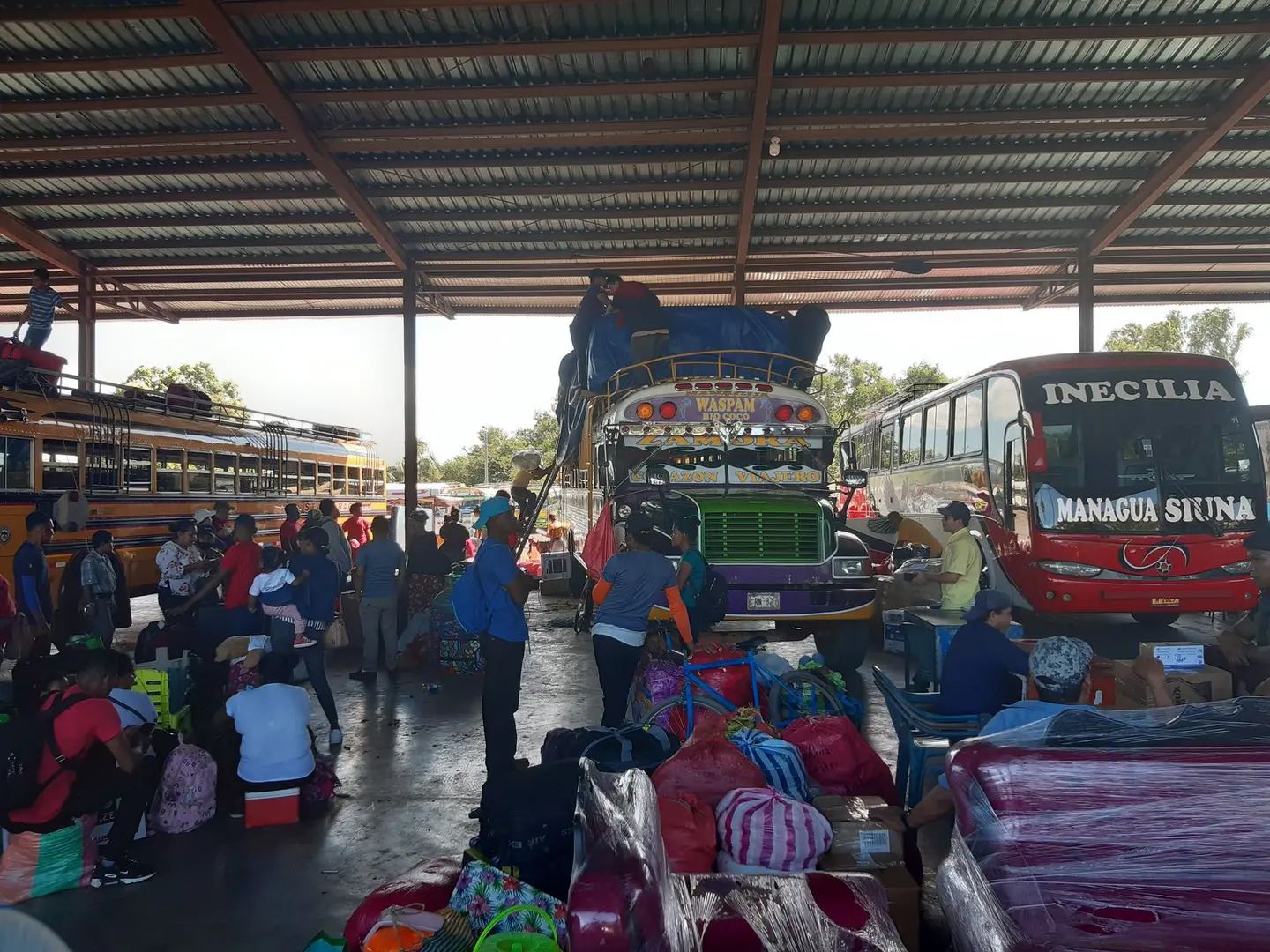 Bus at a station in Managua