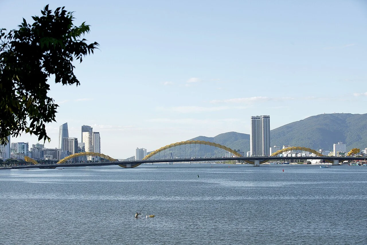 Dragon Bridge in Da Nang. Photograph by Thangphan, CC0; resized and converted to WebP. Dragon Bridge crossing the Han River in Da Nang