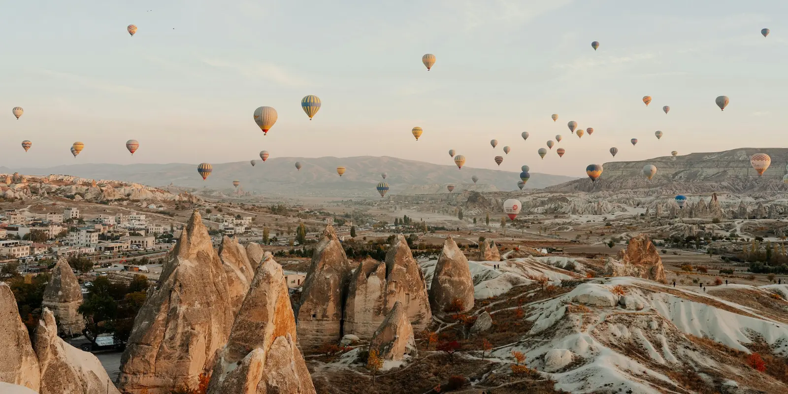 Cappadocia — well outside Istanbul, and well outside any airport Wi-Fi's reach Hot air balloons over Cappadocia, Turkey