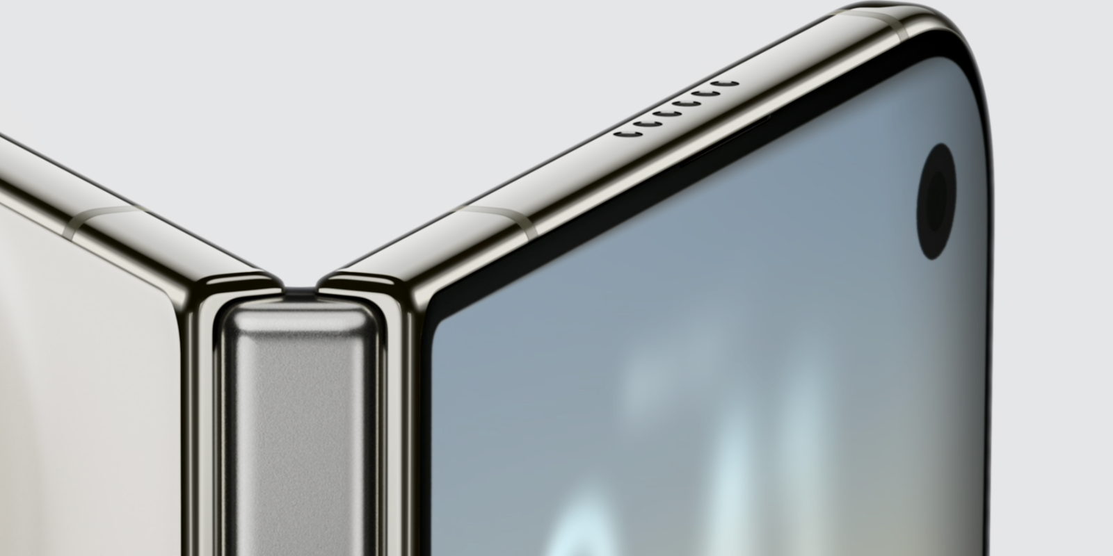 Apple iPhone Duo opened, showing the hinge and inner display