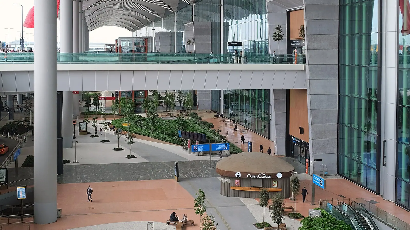 Check current Wi-Fi instructions inside the terminal before leaving Covered terminal entrance and walkway at Istanbul Airport