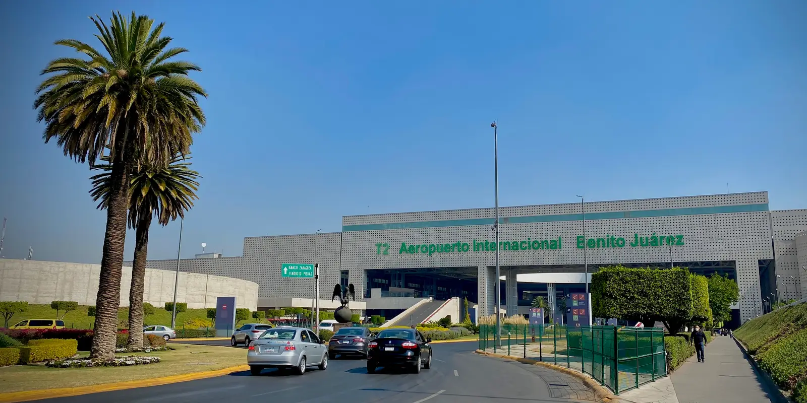 Exterior of Mexico City Airport Terminal 2 before the journey into town