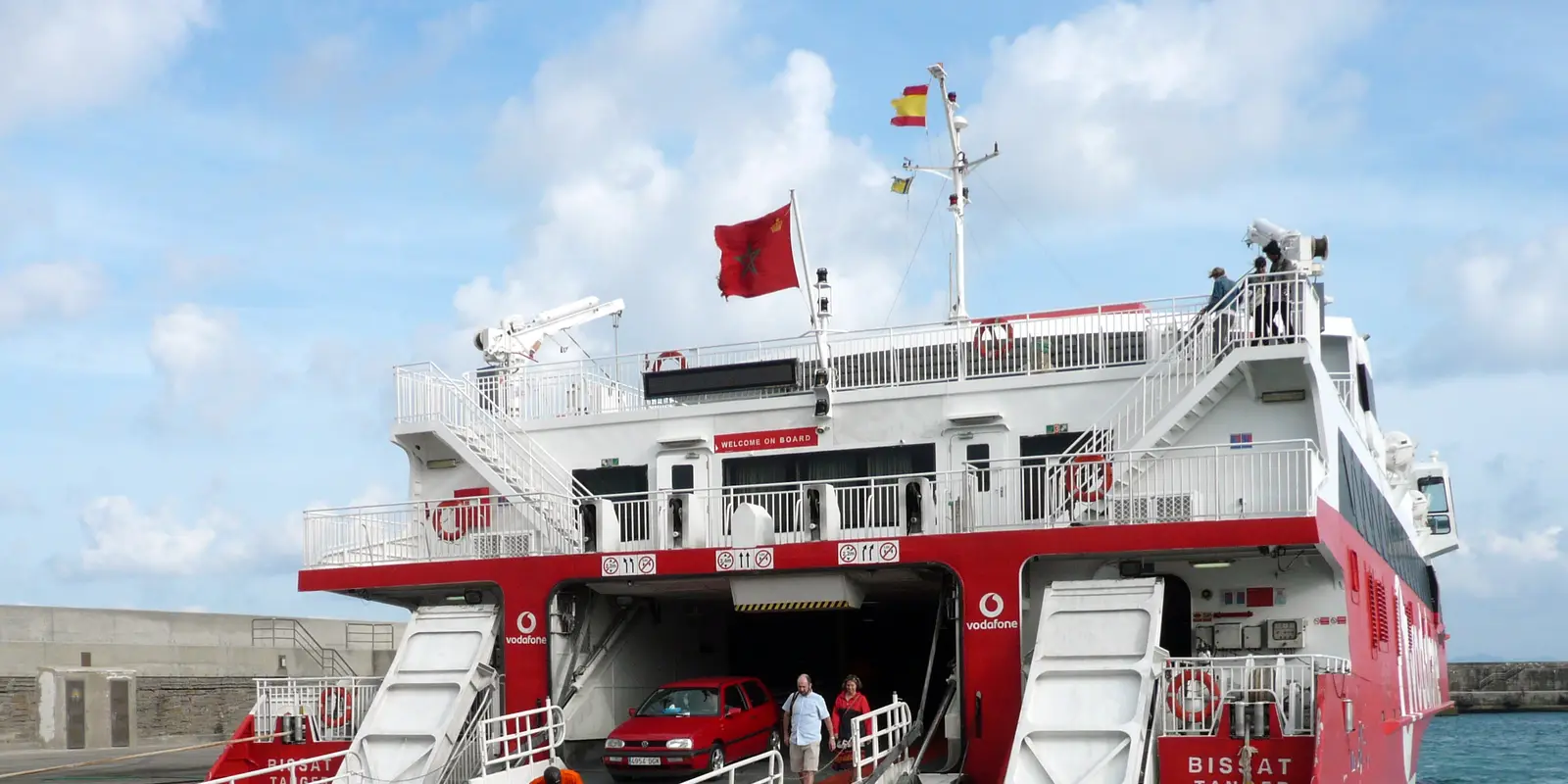 Prepare the Moroccan arrival before leaving the Spanish shore A ferry on the Tarifa–Tangier route