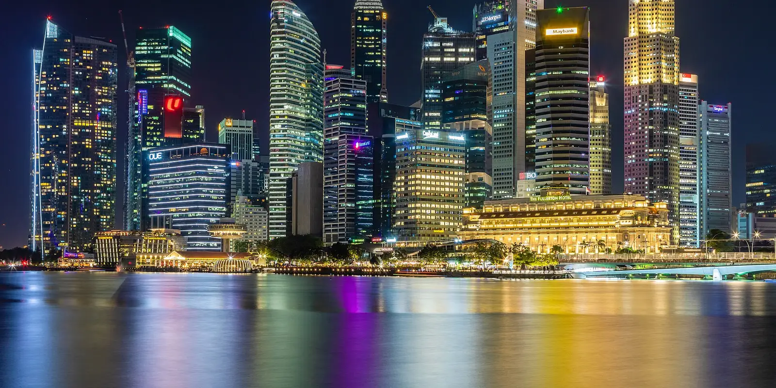 Singapore’s business district skyline across Marina Bay