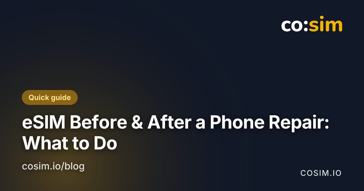 Decision path for handling an eSIM before a phone repair, separating board-level work from screen and battery repairs