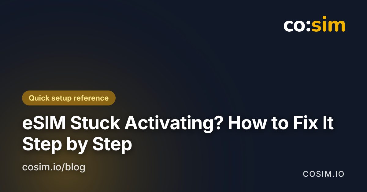 Phone settings checklist for an eSIM stuck activating