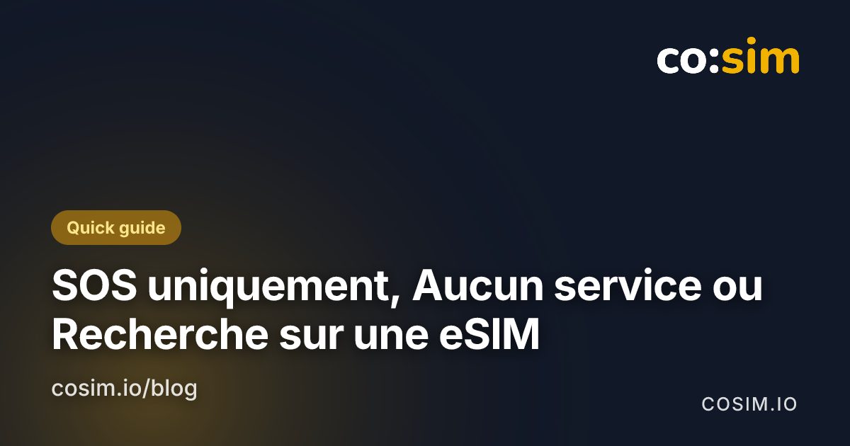 Les trois états de la barre d'état et ce que chacun écarte Carte explicative comparant les états SOS uniquement, Aucun service et Recherche, avec la première vérification à faire pour chacun