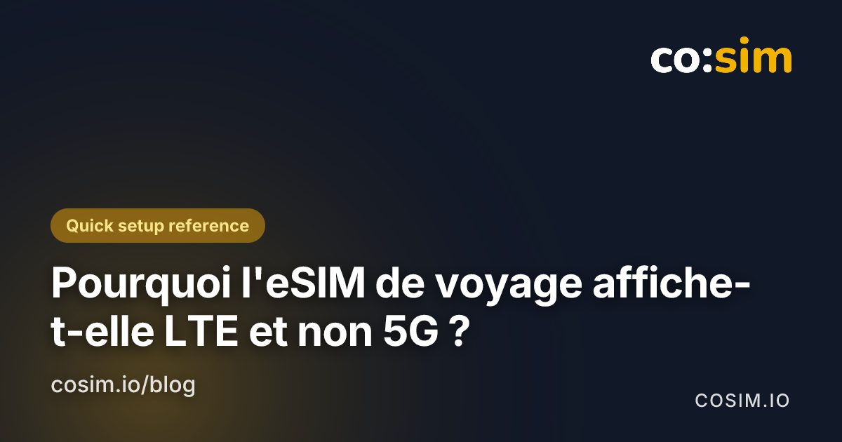 Contrôles quand une eSIM de voyage reste en LTE